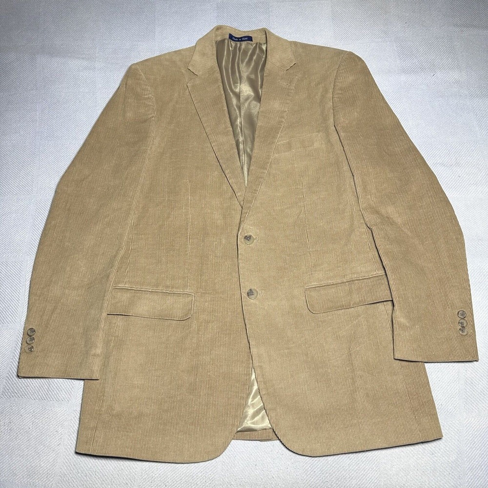 Alan Flusser Brown Corduroy Two Button Paisley Liner Blazer Jacket Men's Sz 42L